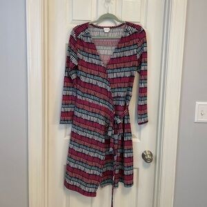 NWT All For Color stripe print knit wrap dress
